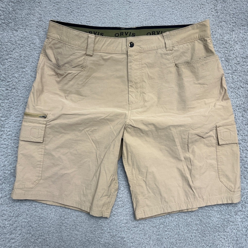 Orvis Cargo Shorts Mens 36 Beige Outdoor Hiking Travel Lightweight Casual